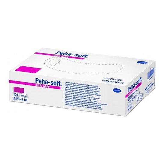 Peha-Soft Guantes desechables de Nitrilo Blanco Talla S 100uds