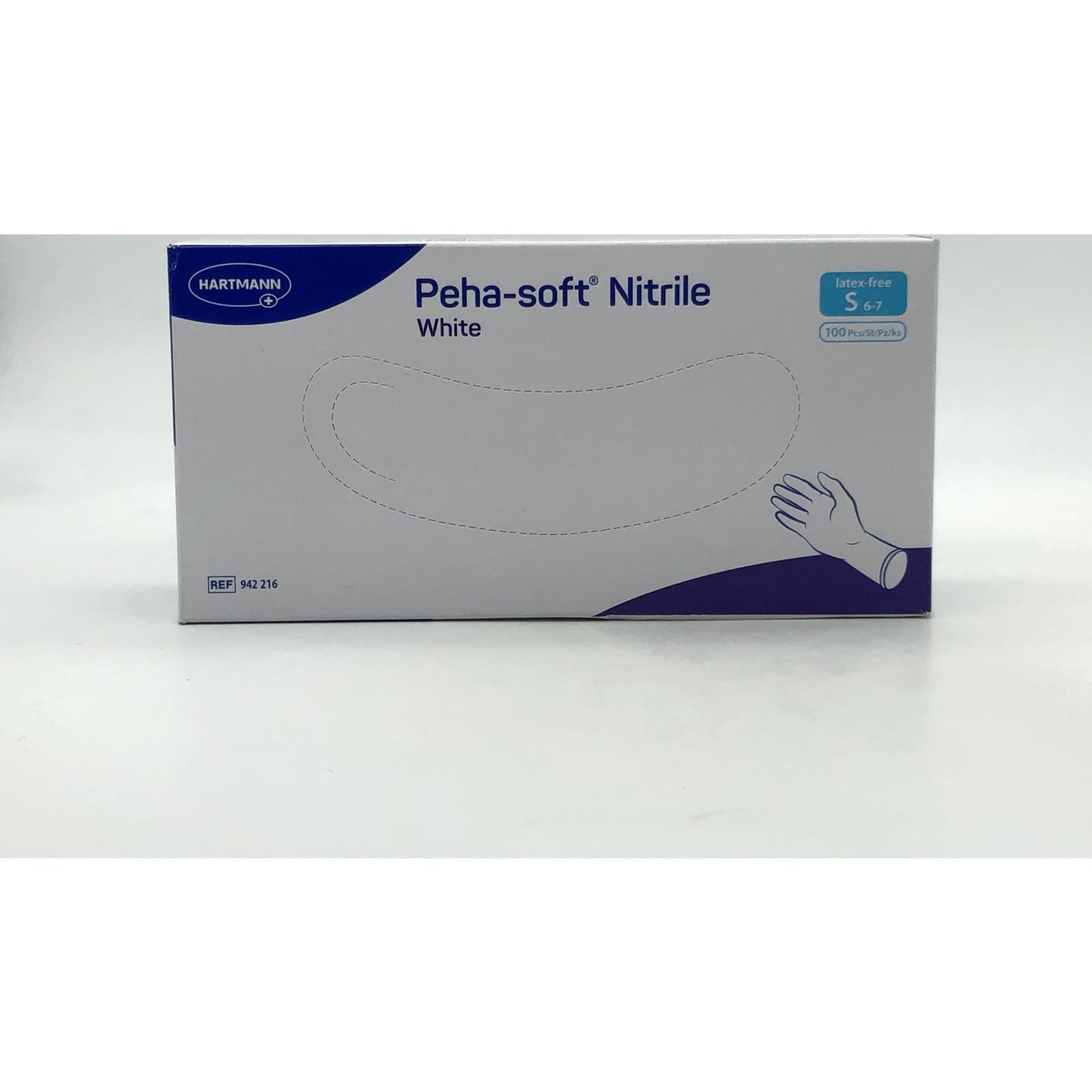 Peha-Soft Guantes desechables de Nitrilo Blanco Talla S 100uds