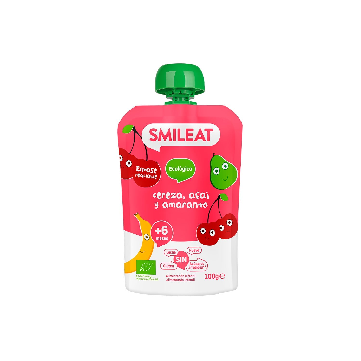 Smileat Pouch Ecológico de Cereza Açai y Amaranto 100g