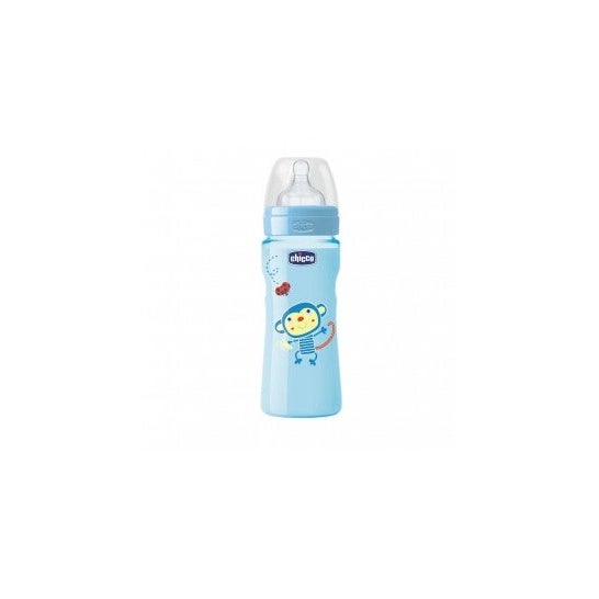 Chicco Biberón Silicona 330ml Azul Flujo Rapido 4m+