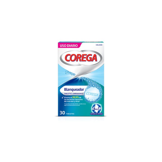 Corega Blanqueador 30 tabletas limpiadoras