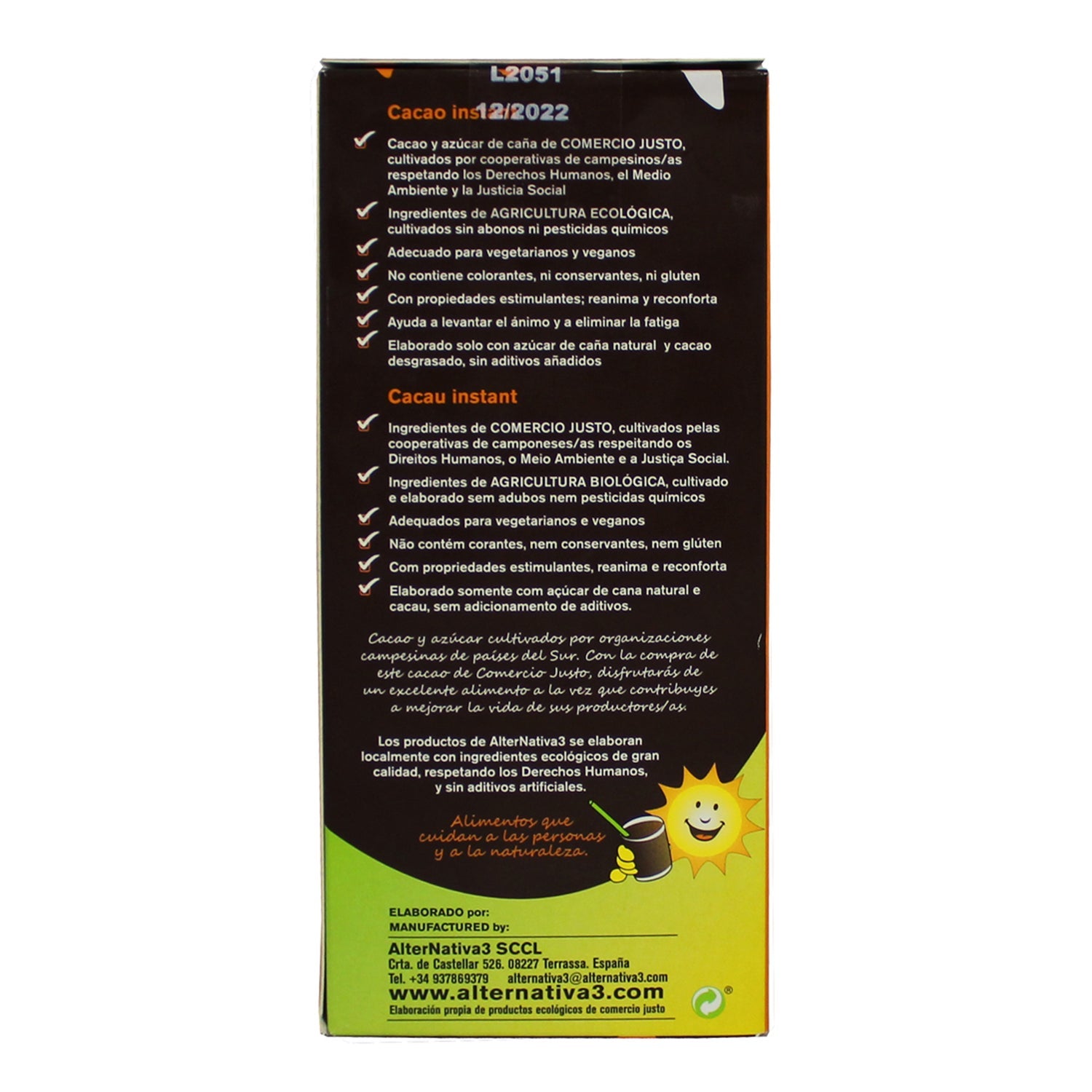 Alternativa3 Cacao Instantáneo Ecológico 250g