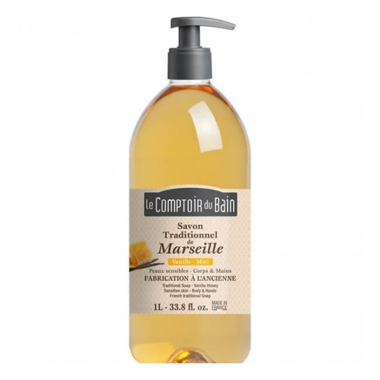 LE COMPTOIR DU BAIN Jabón de Marsella tradicional VANILLE - MIEL Botella de 1 litro