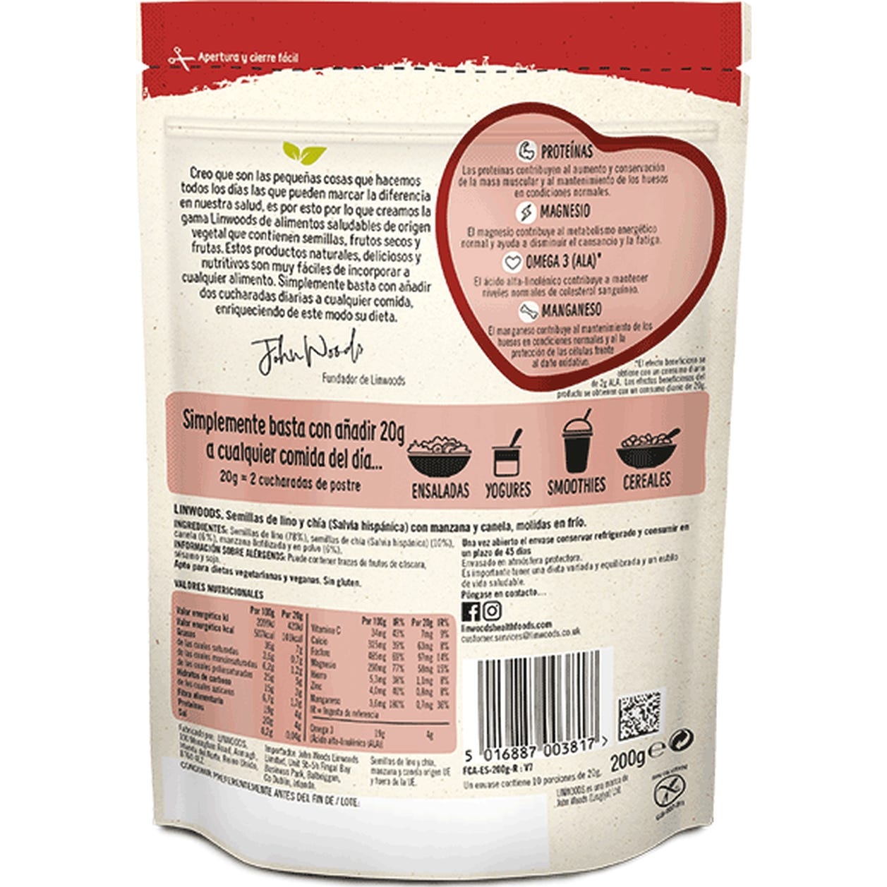 Linwood Semillas Lino Chia Manzana Molida