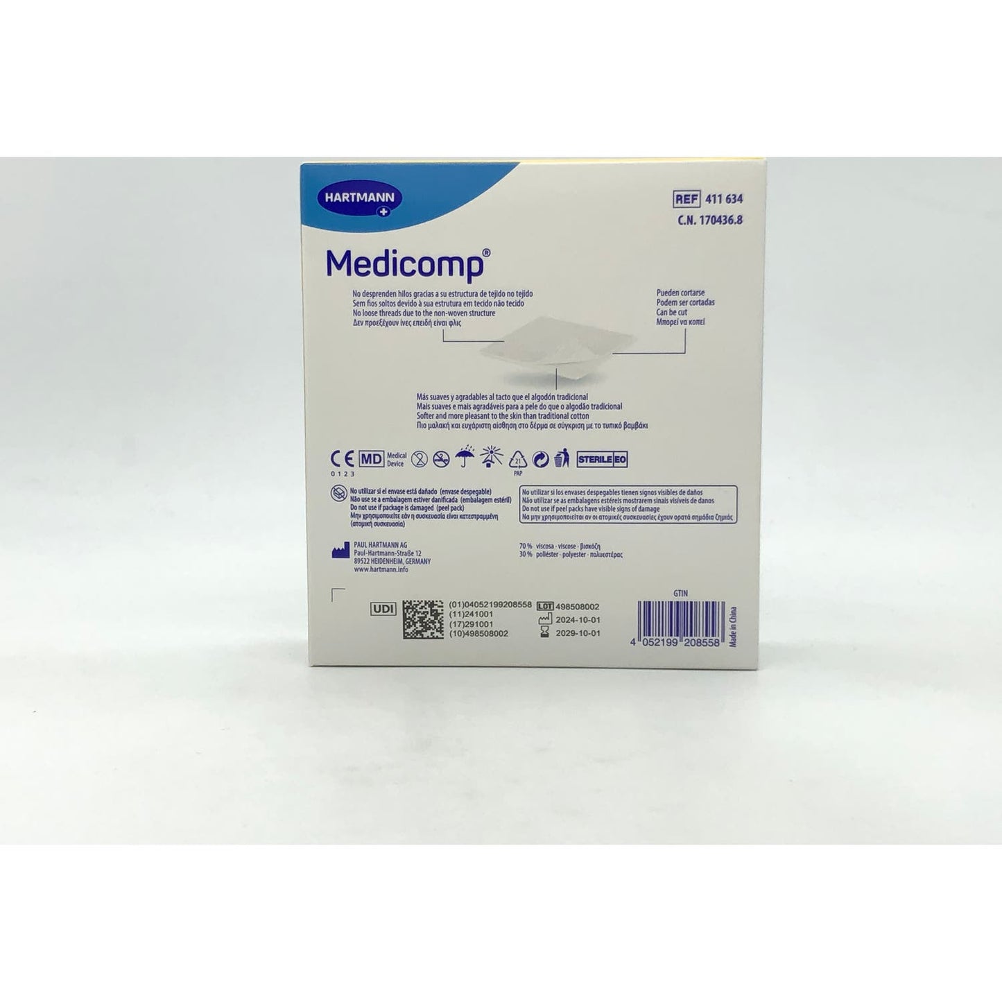 Medicomp compresas apósito estéril 10x10cm 10 sobres 2uds