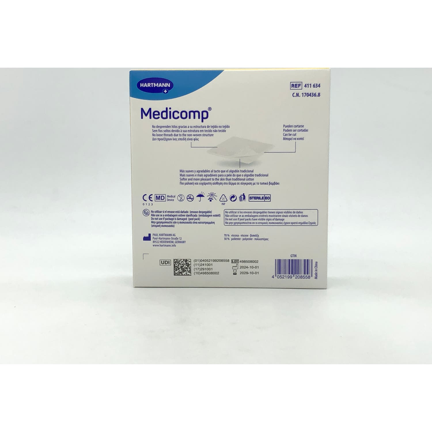 Medicomp compresas apósito estéril 10x10cm 10 sobres 2uds