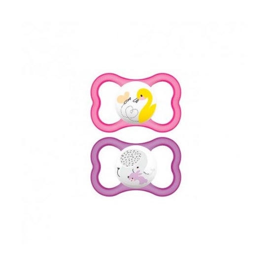 Mam Baby Chupete Air Night Silicona Rosa +6M 2 Unidades