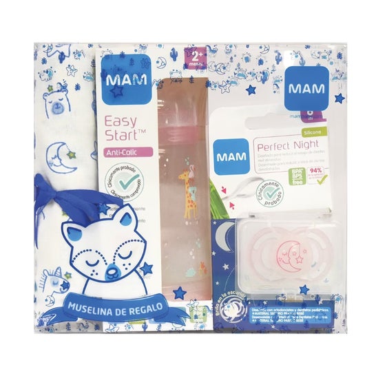 Mam Pack Chupete Night 6M Luna + Muselina + Biberón 260ml