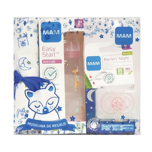 Mam Pack Chupete Night 6M Luna + Muselina + Biberón 260ml