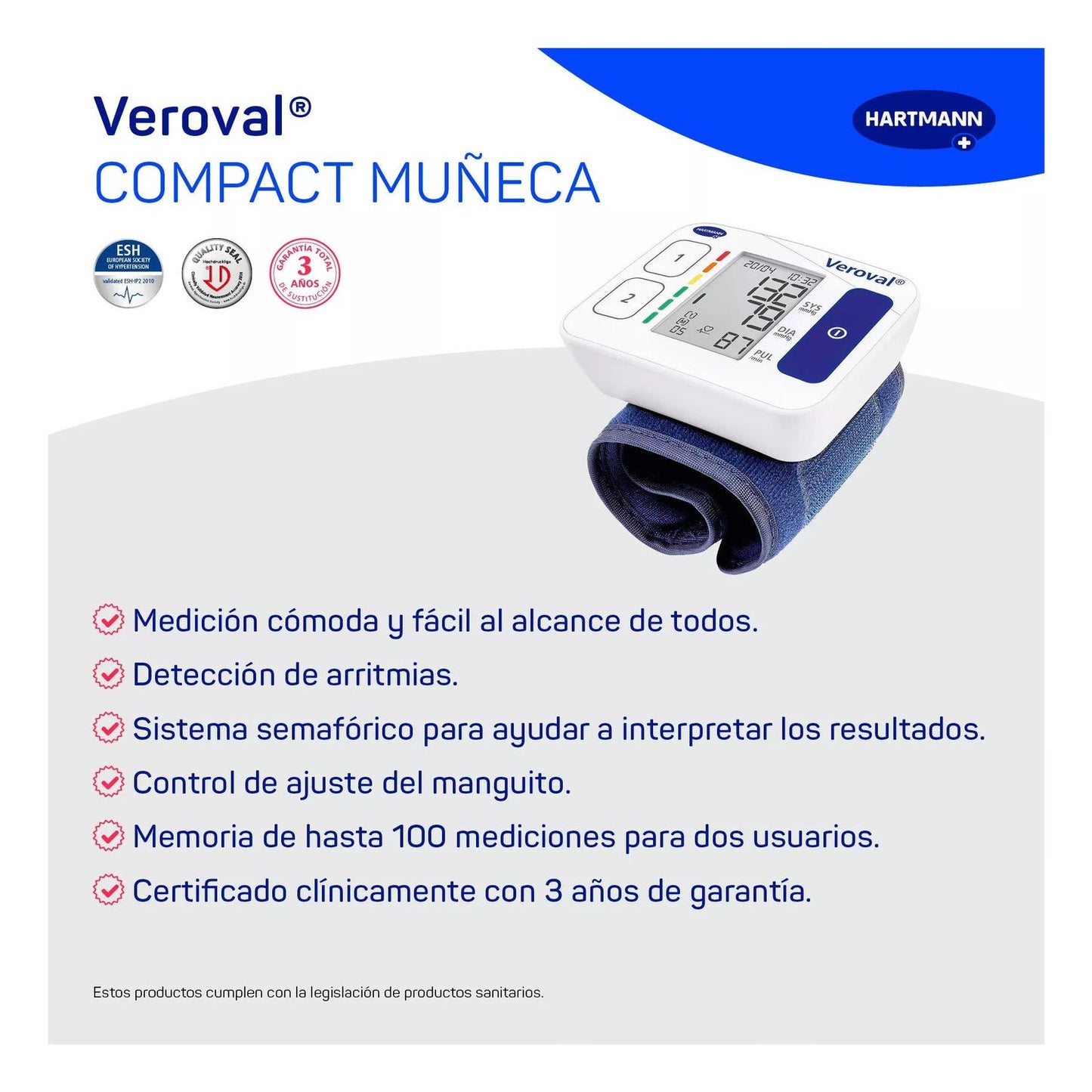 Tensiómetro compacto de muñeca Hartmann Veroval