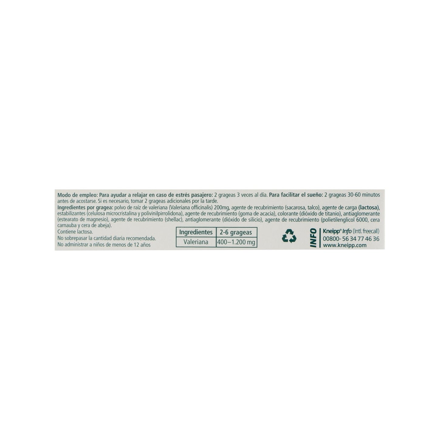 Kneipp Valeriana Classic Grageas 90uds