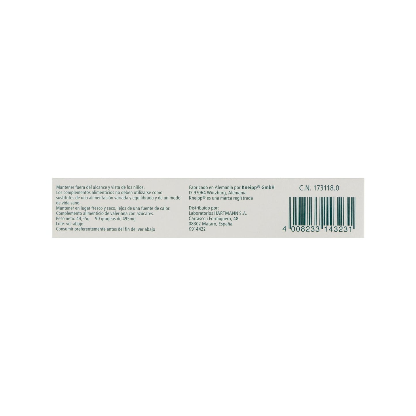Kneipp Valeriana Classic Grageas 90uds