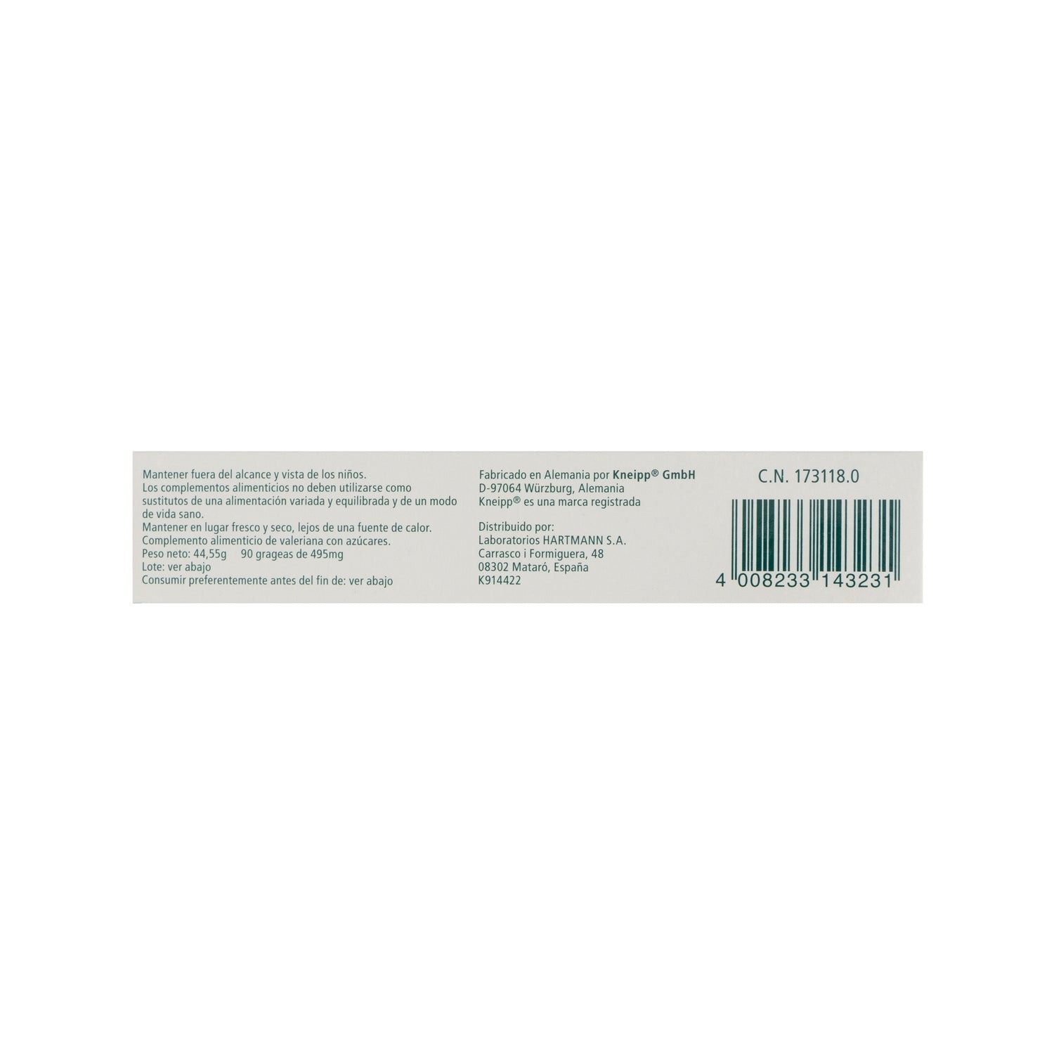 Kneipp Valeriana Classic Grageas 90uds