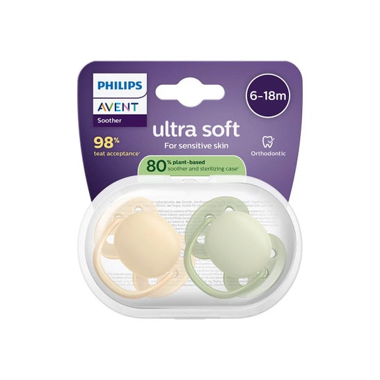 Philips Avent Ultra Soft Chupete Eco 6-18M Beig Green 2uds
