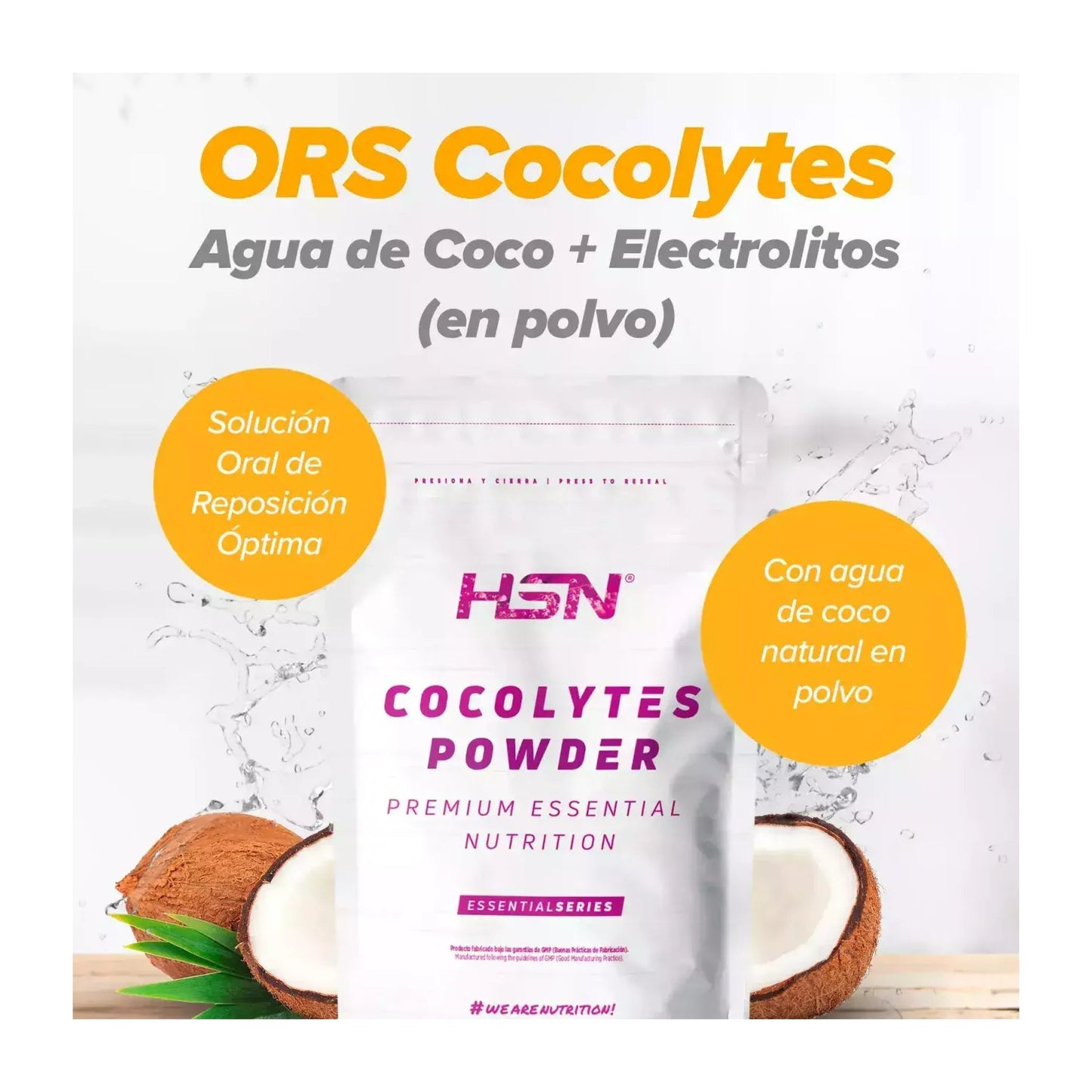 HSN ORS Cocolytes Agua de Coco + Electrolitos en Polvo Manzana 150g