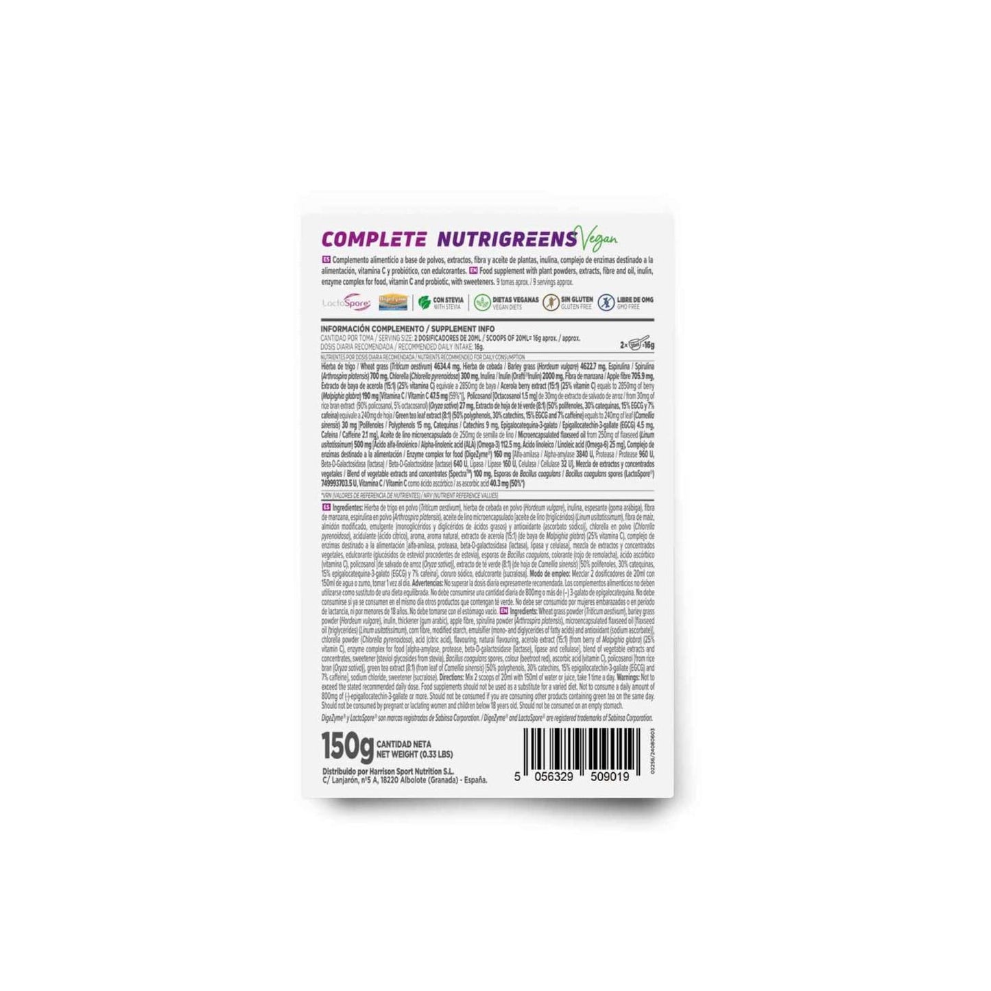 HSN Complete Nutrigreens 150g Sin Sabor