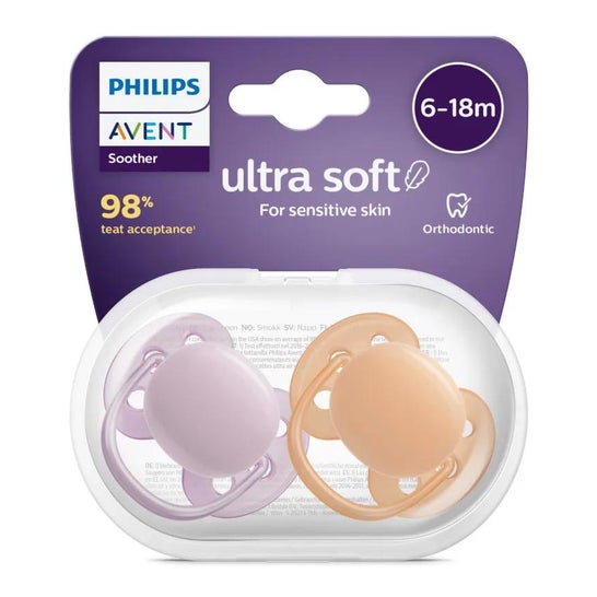 Philips Avent Chupete Ultra Soft 6-18m Rosa 2uds