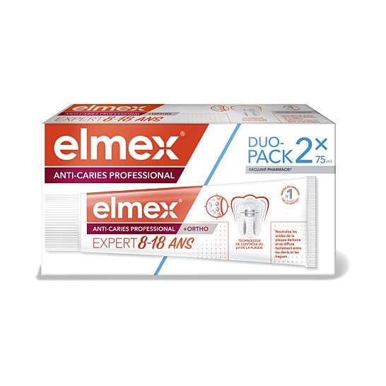 Elmex Pack Anti-Caries Professional +Ortho Expert 8-18 años 2x75ml