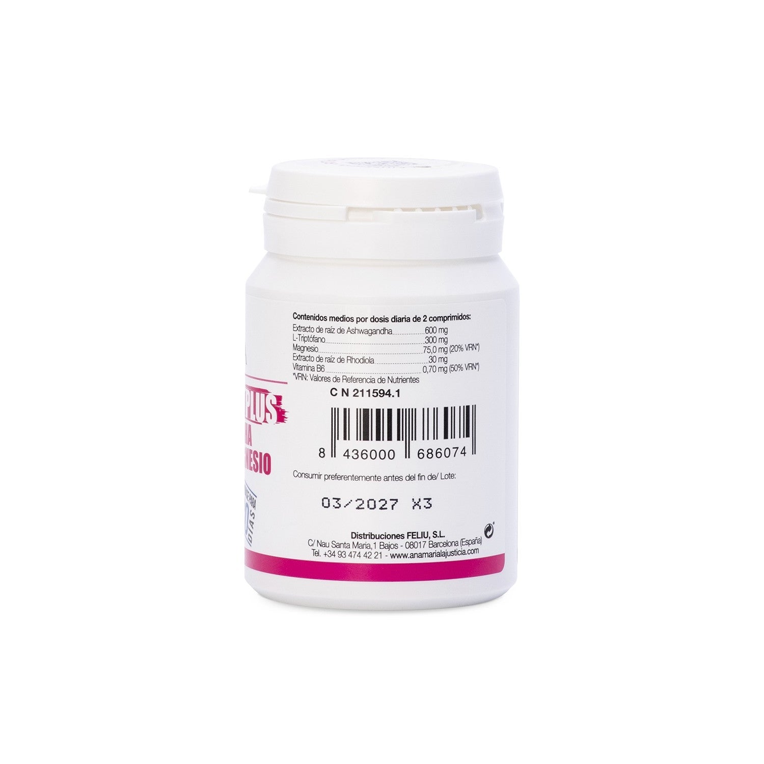 Ana Maria Lajusticia Triptófano Plus con Ashwagandha + Rhodiola y Magnesio 60comp