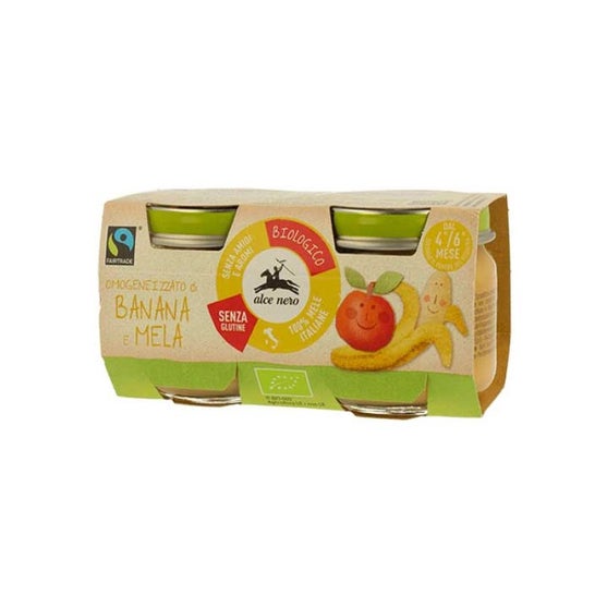 Alce Nero Organic Baby Food Banana Apple 2 X80 g