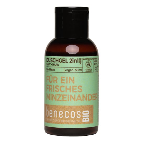 Benecos gel Baño 2 en 1 Menta Mini Viaje Bio Vegano 50 ml