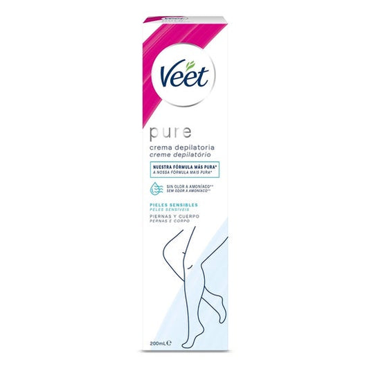 Veet Pure Crema Depilatoria Piernas y Cuerpo Piel Sensible 200ml