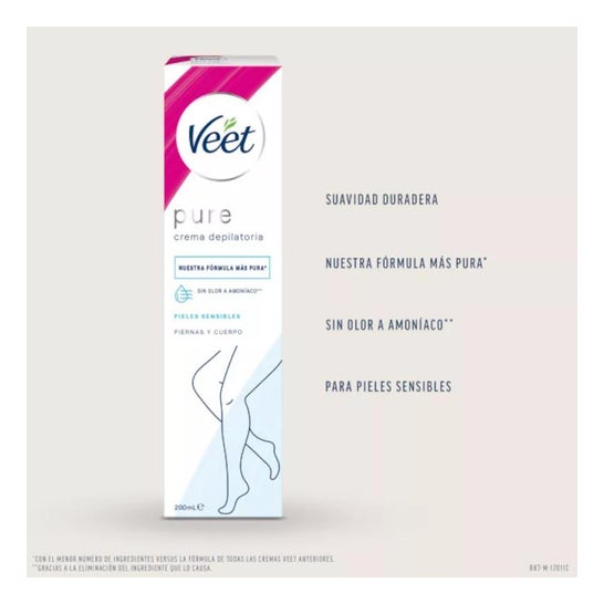 Veet Pure Crema Depilatoria Piernas y Cuerpo Piel Sensible 200ml