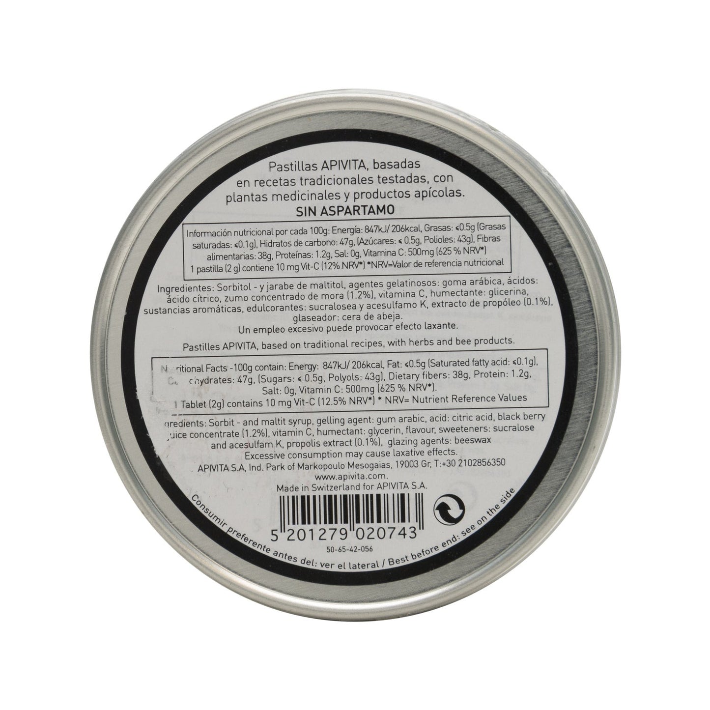 Apivita Para el Dolor de Garganta y Alivio de la Tos Mora 45g