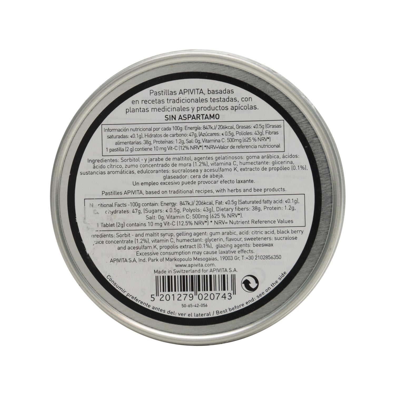 Apivita Para el Dolor de Garganta y Alivio de la Tos Mora 45g
