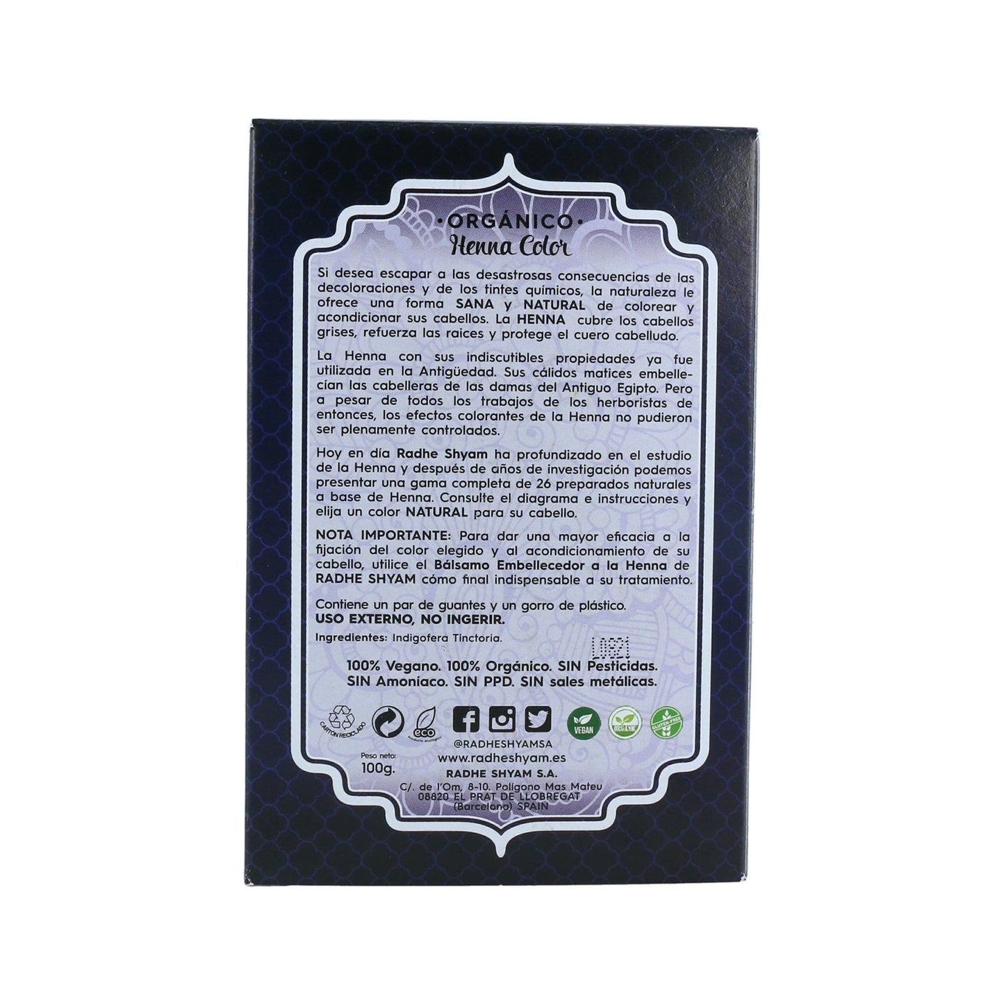 Radhe Shyam Henna Indigo Polvo 100gr