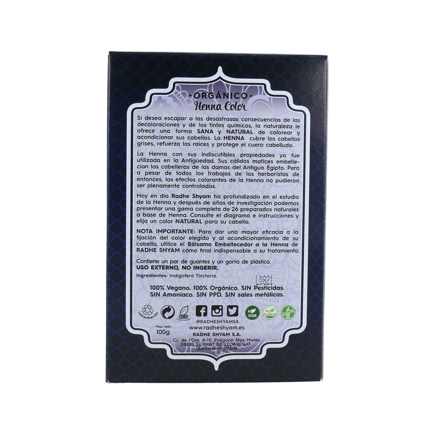 Radhe Shyam Henna Indigo Polvo 100gr