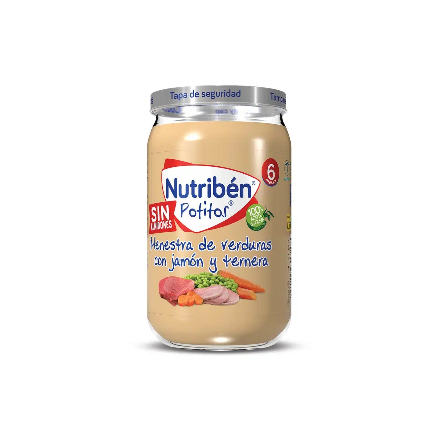 Nutribén Potitos Sin Almidones Menestra de verduras con jamón y ternera +6m 235g