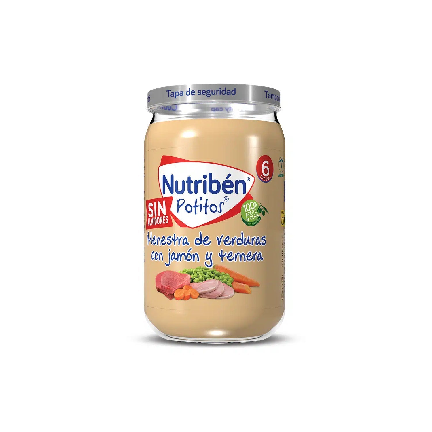 Nutribén Potitos Sin Almidones Menestra de verduras con jamón y ternera +6m 235g
