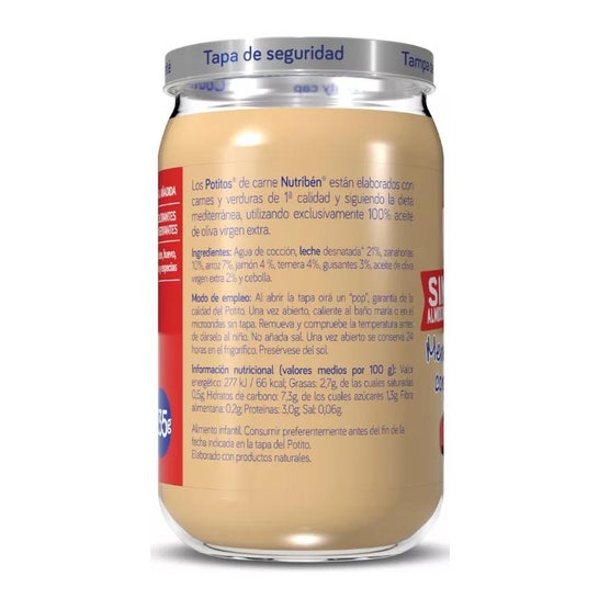 Nutribén Potitos Sin Almidones Menestra de verduras con jamón y ternera +6m 235g