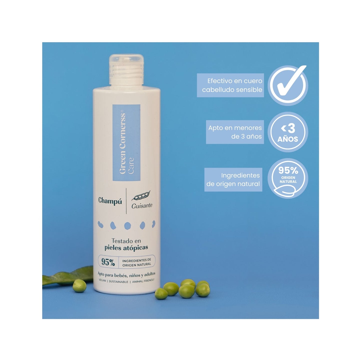 Green Cornerss Champu Guisante Cuero Cabelludo Sensible 300 ml