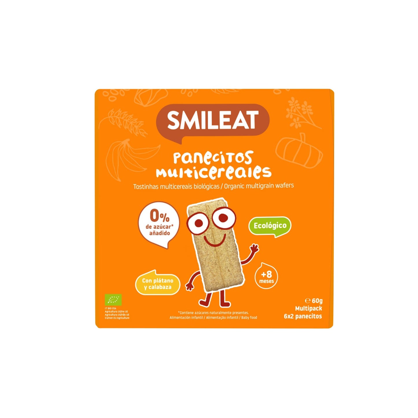 Smileat Panecitos Ecológicos Multicereales con Plátano y Calabaza 60g
