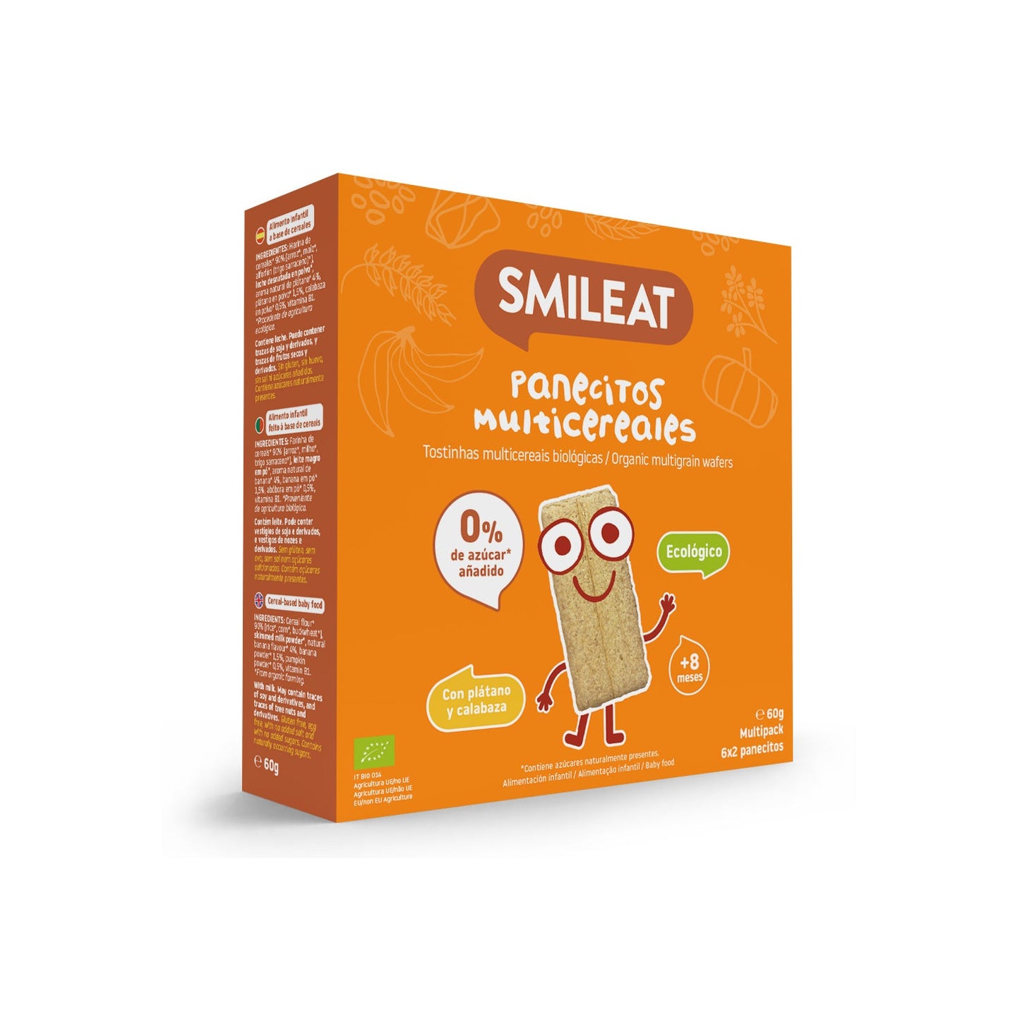 Smileat Panecitos Ecológicos Multicereales con Plátano y Calabaza 60g