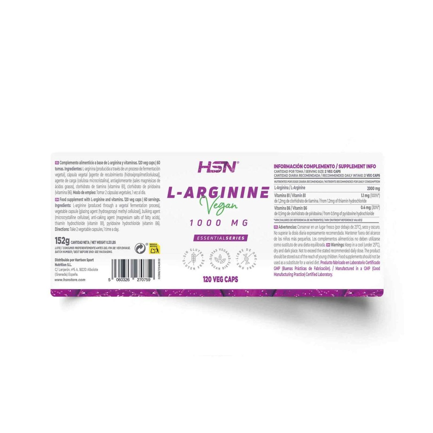 HSN L-Arginina 1000mg 120vcaps