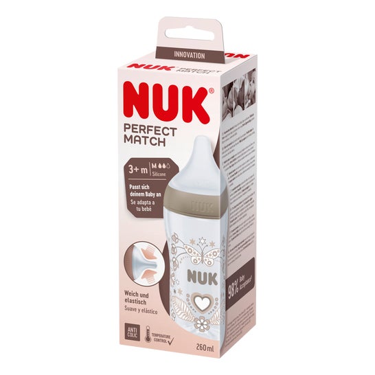 Nuk Perfect Match Biberón Silicona Pp 3+M Corazón 260ml 1ud