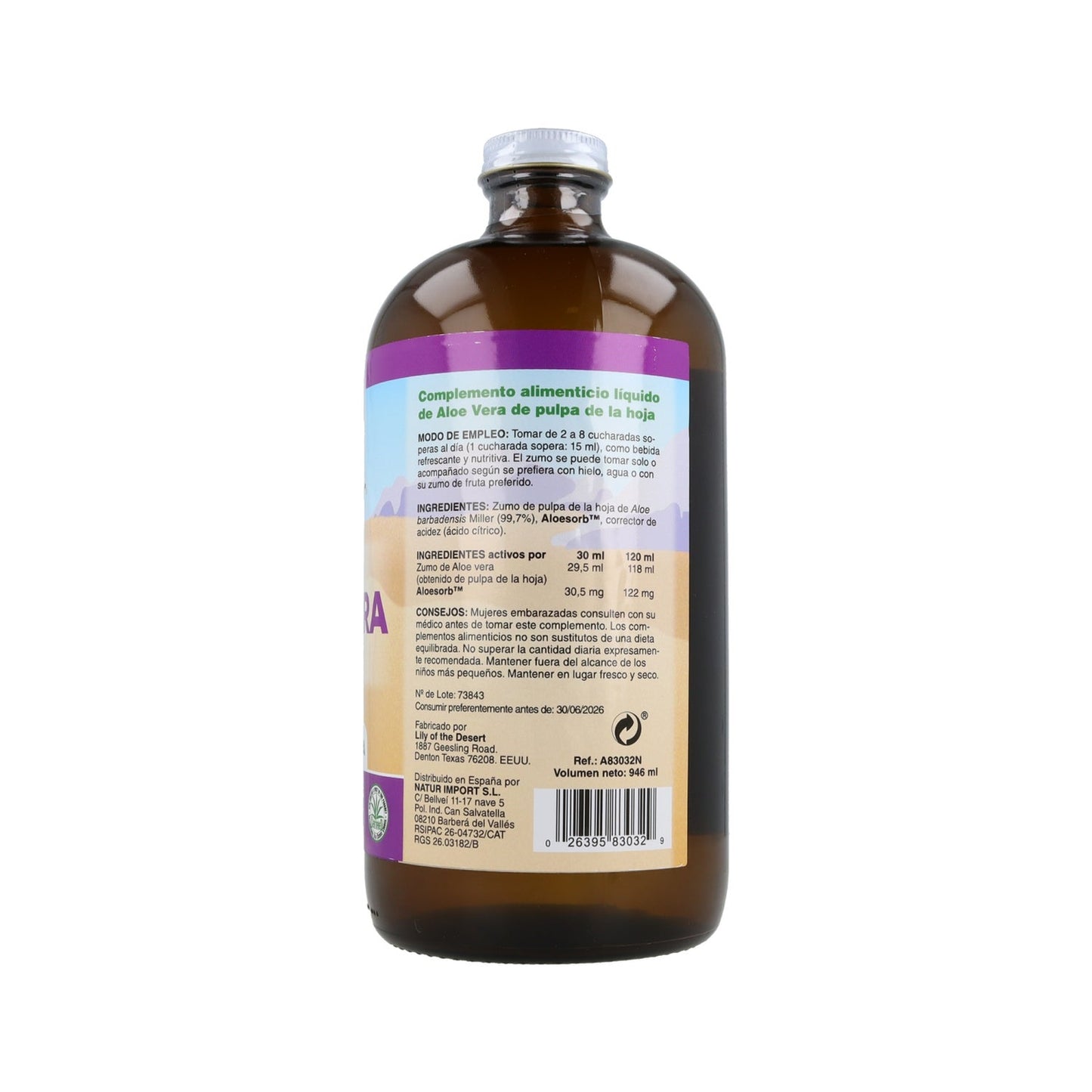 Lily Of The Desert Aloe Vera Pulpa Hoja Vidrio 946 ml