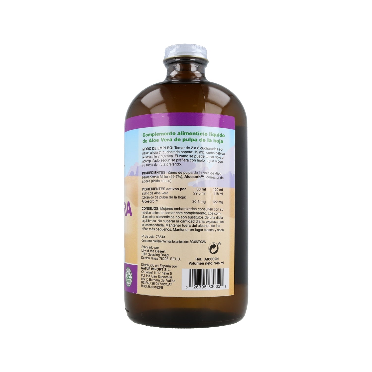 Lily Of The Desert Aloe Vera Pulpa Hoja Vidrio 946 ml