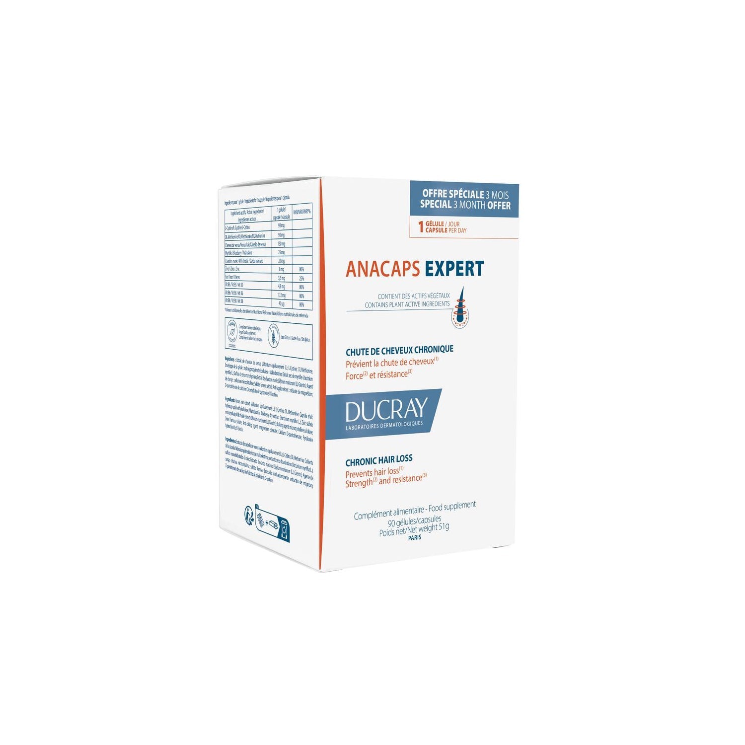 Ducray Anacaps Expert Caída del Cabello Crónica 90caps