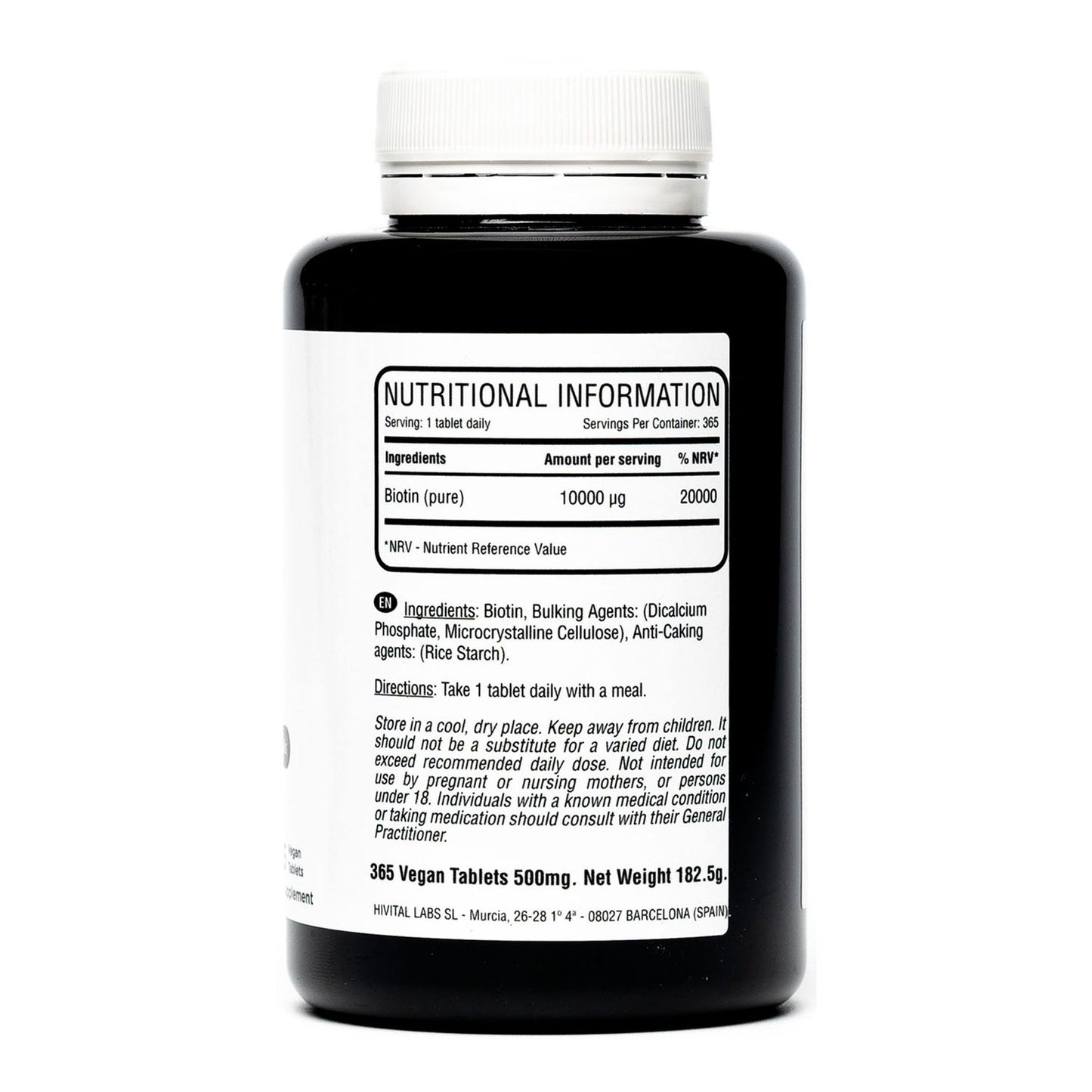 Hivital Foods Biotina 10.000 µg (Vitamina B7) 365comp