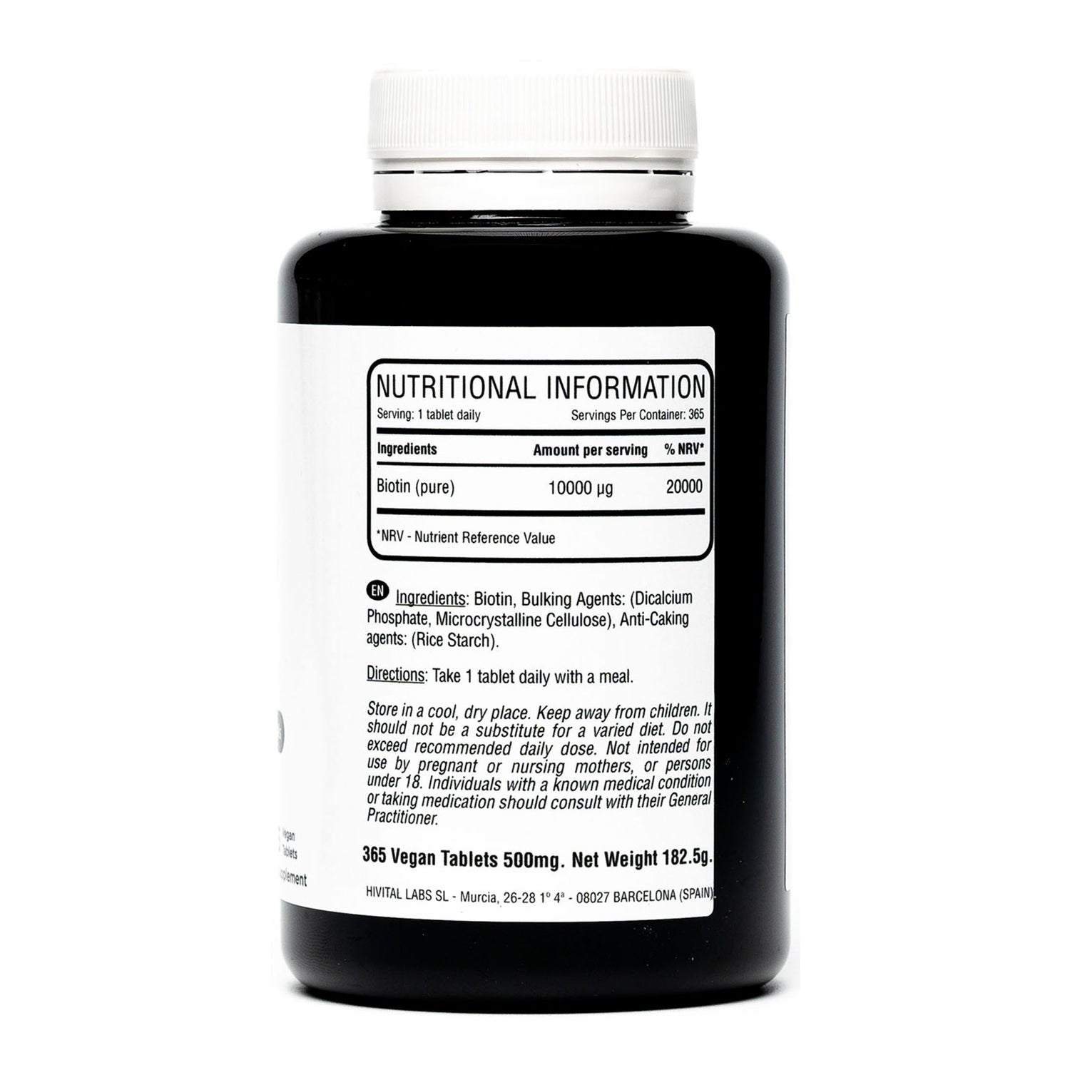 Hivital Foods Biotina 10.000 µg (Vitamina B7) 365comp