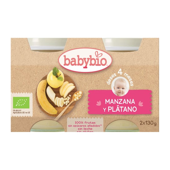 Babybio Tarrito Ecológico de Manzana y Plátano 2 X130 g
