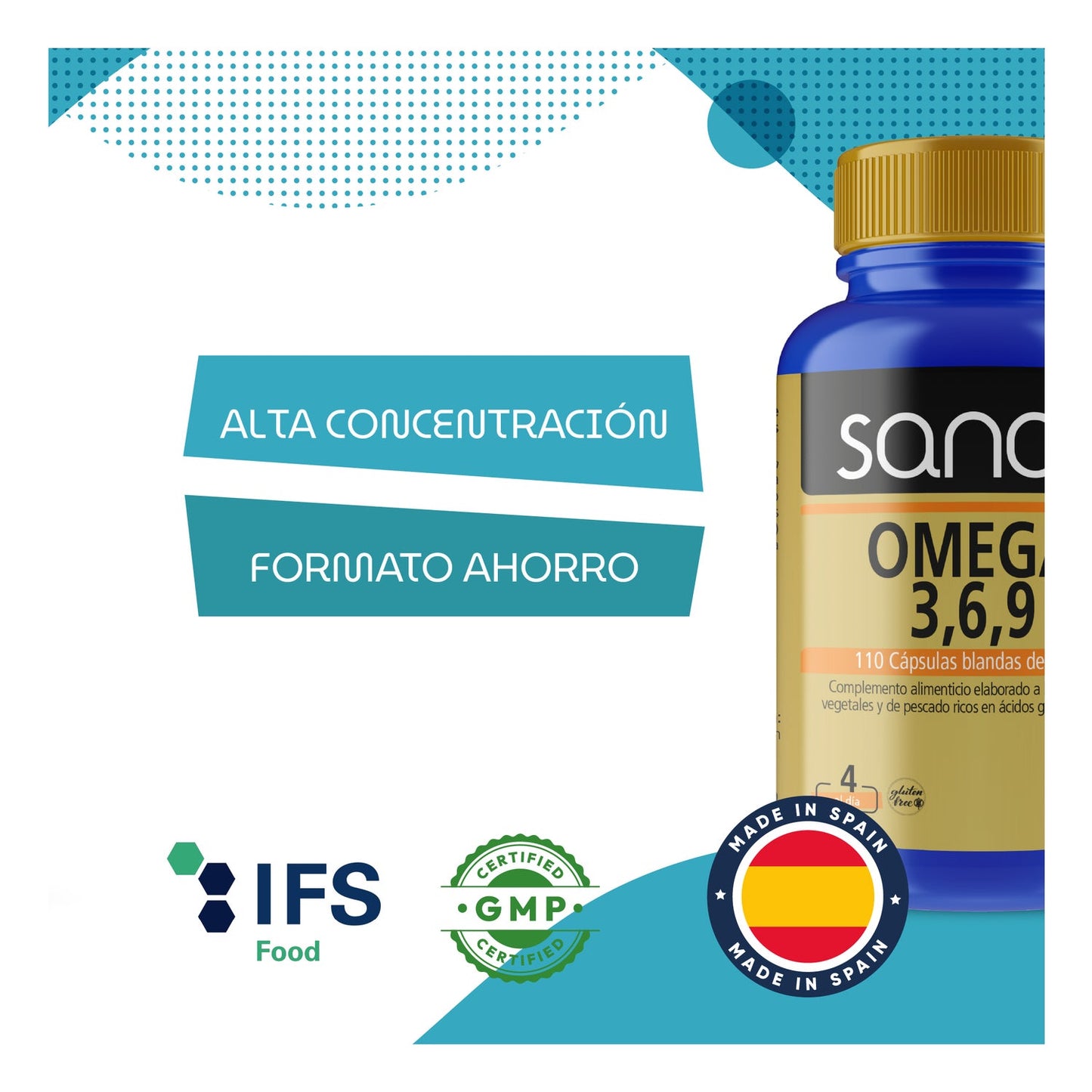 Sanon Omega 3 6 9 110 cápsulas blandas