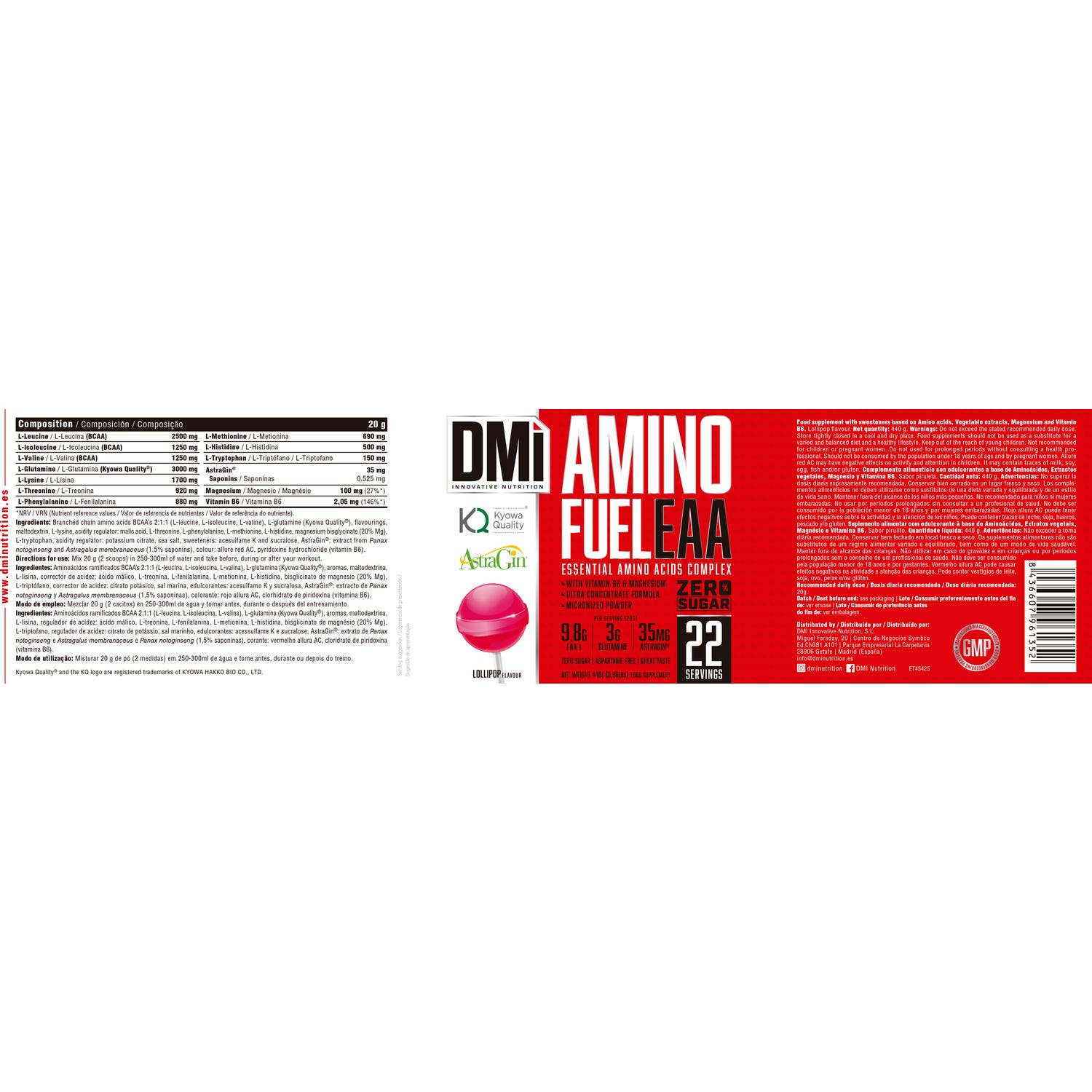 DMI Nutrition Amino Fuel Eaa Lollipop 440g