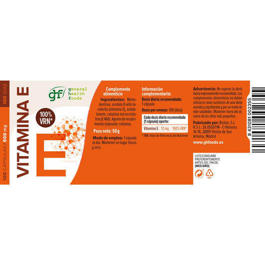 GHF vitamina E 500mg 100caps