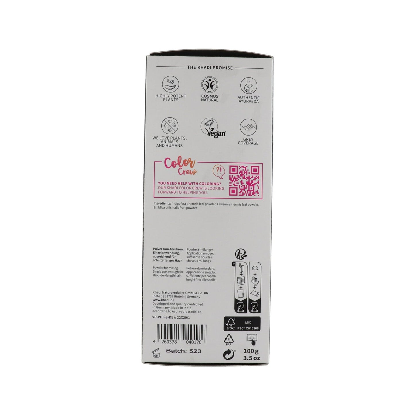 Khadi Tinte Negro Herbal 100% Vegetal 100g