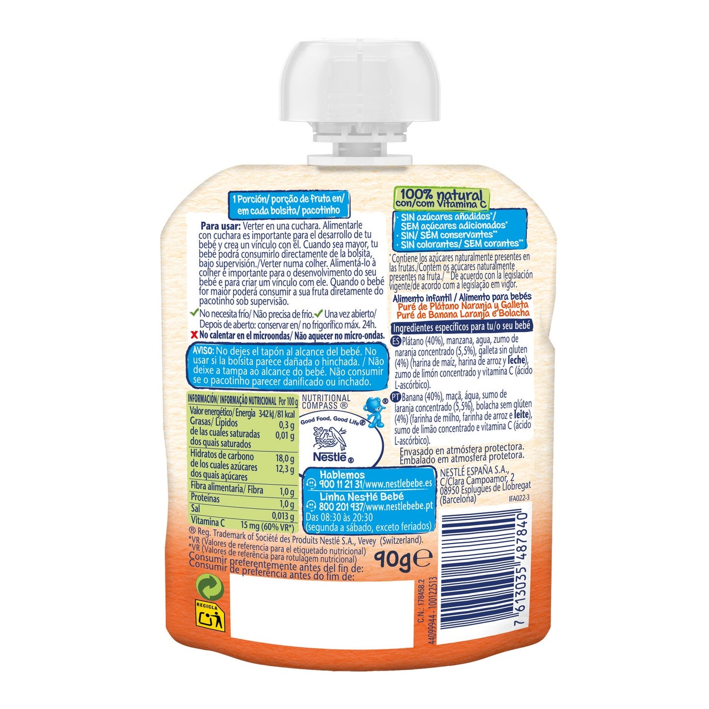 Nestle NaturNes Plátano Naraja Galleta 6ml 90gr